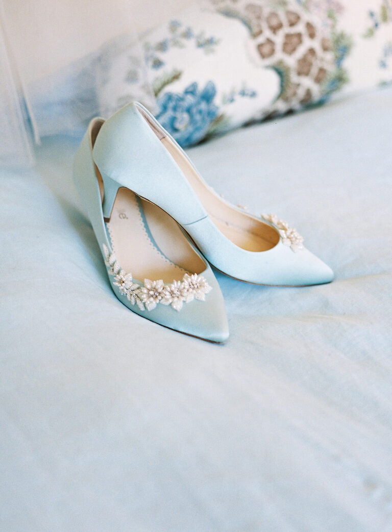 blue silk wedding shoes
